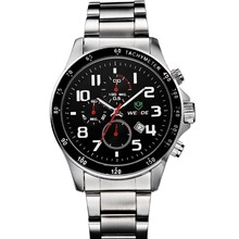 Weide WH3308 deportivos de acero inoxidable resistente al agua correa de reloj de cuarzo – plata + negro