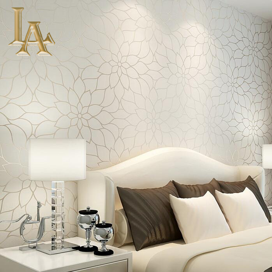 Modern Minimalist Style Wallpaper Embossed Flocking Floral Non woven 3D Wall paper Living room Bedroom Home Decoration W294