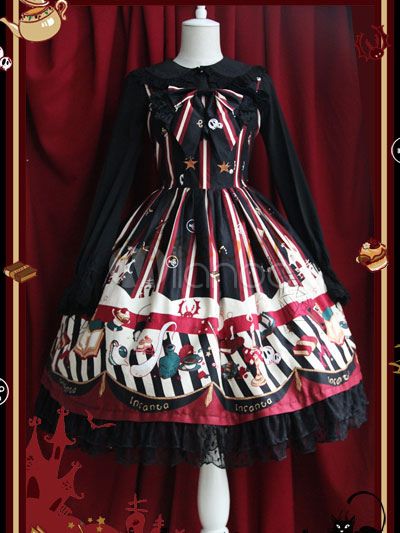 Free shipping! Newest! High - quality! Printing Pleated Square Neck Cute Lolita Jumper Dress