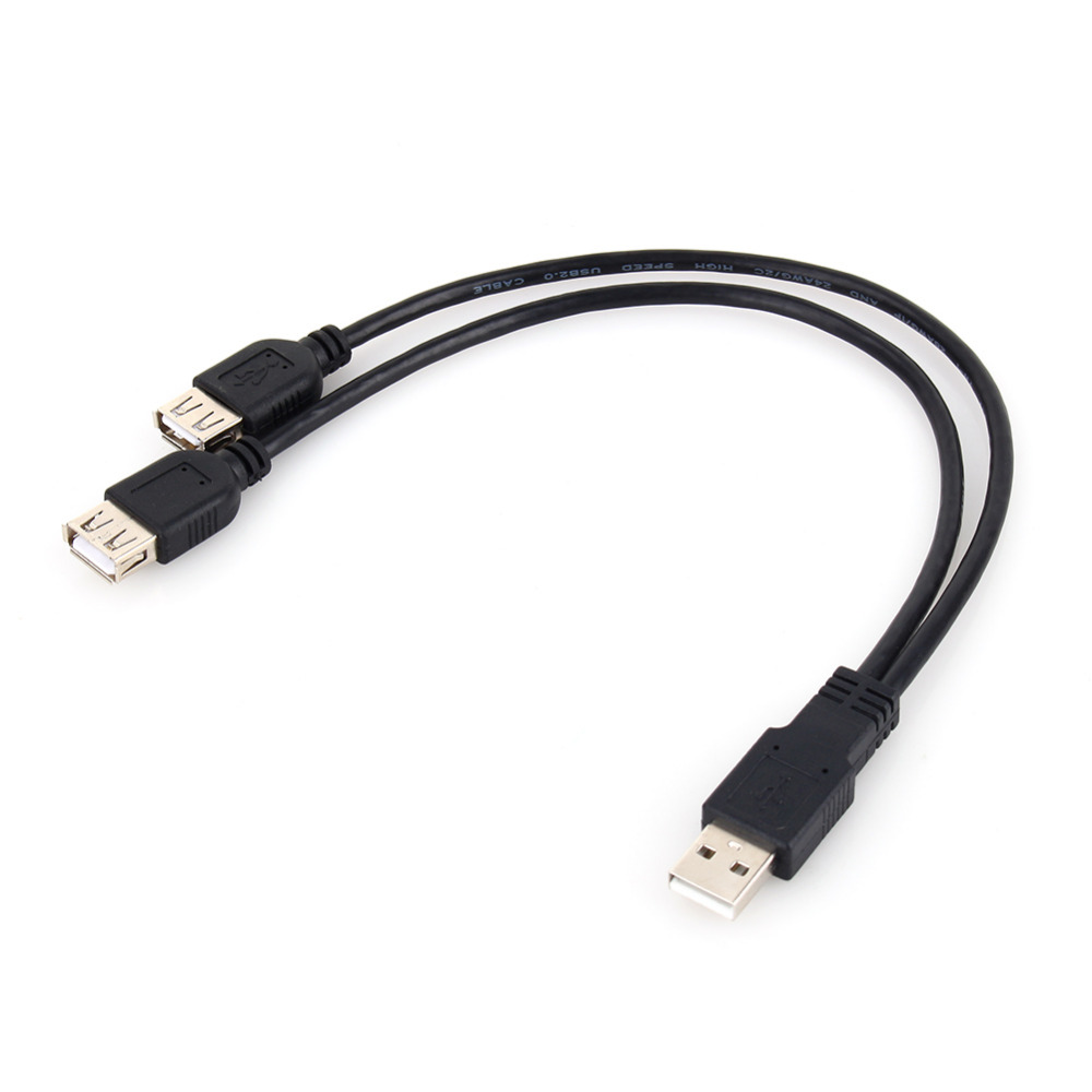 USB 2.0 Male to 2 Dual USB Female Jack Y Splitter Hub Adapter Cable on