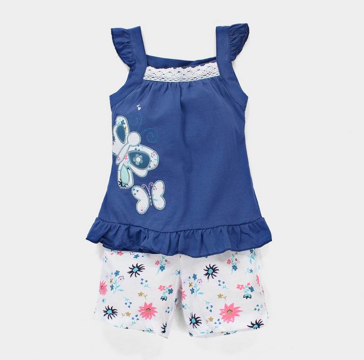 Здесь можно купить  2016 Summer New Girl Sets Butterfly Vest +Flower Shorts 2 Pcs Children Outfits 1-6Y 2735  Детские товары