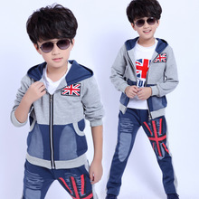 Children Clothing Winter Kids Clothes Boys sweater suit Autumn Three-piece children’s sports Sweater + T shirt + Pant Suit 60#