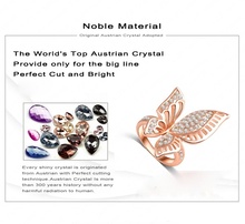 18K Rose Gold Plating Classic Beautiful Butterfly Engagement Rings With Austrian Crystals Wedding Jewelry Ri HQ0195
