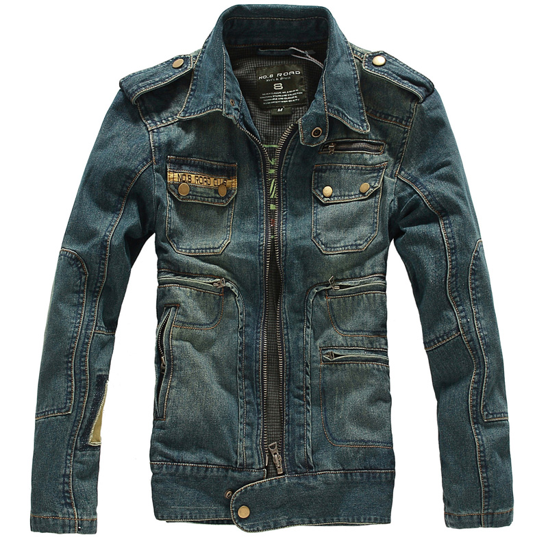 Big Size S 3XL Men s Slim Denim Outerwear MaleTthickening Down Coat Casual Epaulet Jacket Men