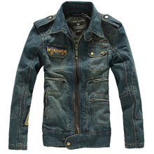 Big Size S 3XL Men s Slim Denim Outerwear MaleTthickening Down Coat Casual Epaulet Jacket Men