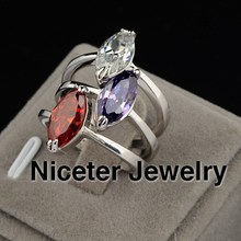 Niceter Brand Wholesale 3Colors Options New Fashion The Party Exaggerated Ring For Woman Made With Swarovski Element Crystal