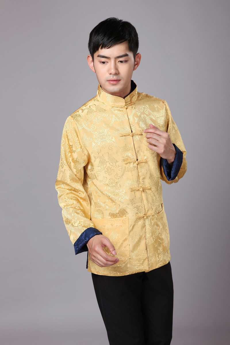 2019 Wholesale Cheongsam Top Traditional Chinese Clothing For Men Long Sleeve Male Satin Silk ...