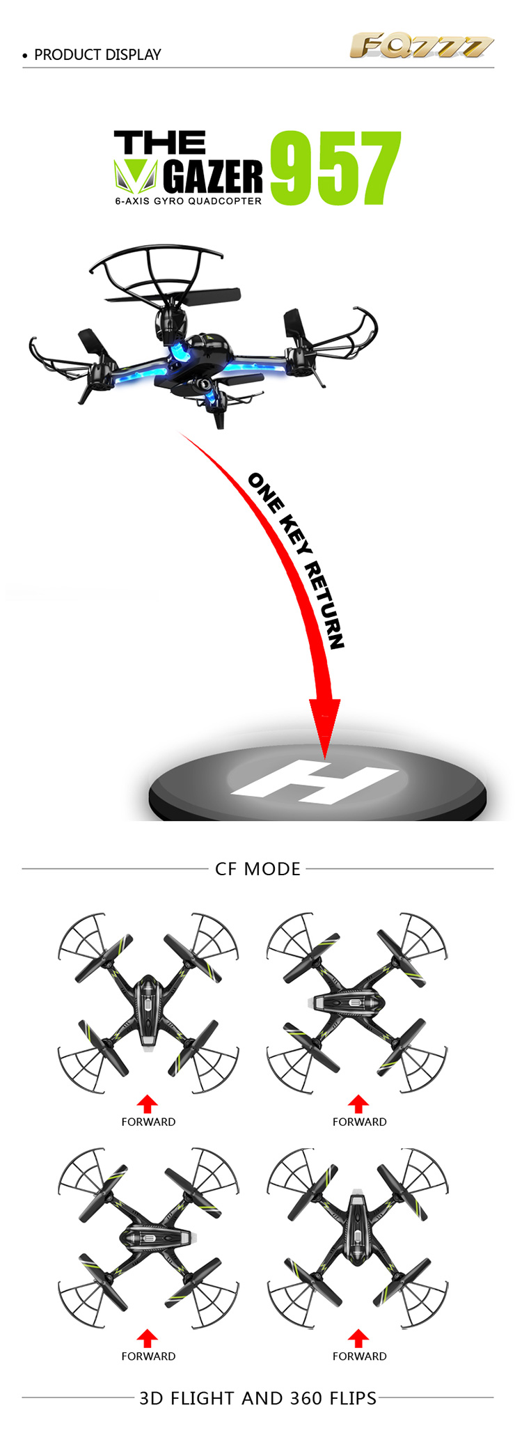 FQ777 Gazer 957C 6-axis Gyro Headless Mode With 2MP Camera RC Quadcopter RTF 2.4GHz