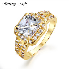 New 18K Gold/Platinum Plated Micro Inlay Clear Cubic Zircon Couple Wedding Jewelry Square Knuckle Rings Ladies Anillos CRI0016