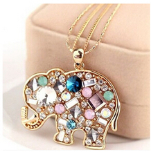 Korean Exquisite Crystal Lucky Lucky Elephant Sweater Chain Female Long Necklace Jewelry Accessories Batches YN83