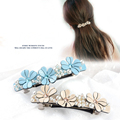 Acrylic Flower Barrettes For Women Girls Rhinestone Crystal Pearls Hair Clips Headwear Fashion Korean Hair Accessories