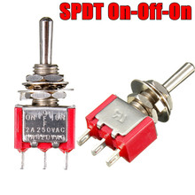 NEW Red 3 Pin ON-OFF-ON 3 Position SPDT Mini Toggle Switch AC 6A/125V 3A/250V