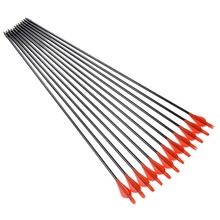 Hot Sale 12pcs Fiberglass Arrow 31 Arrowhead and Red Plastic Feather For Long Bow Arrow Hunting