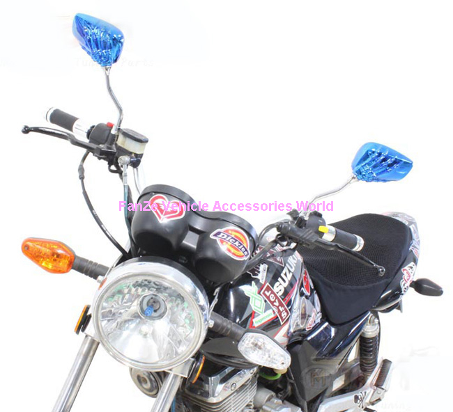 Universal мотоцикл мопедов модификация 8 мм 10 mmSkull зоб тень заднего зеркала - синий