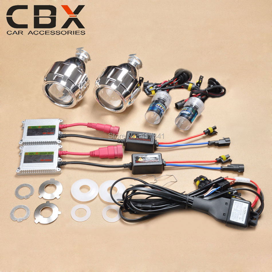 Free Shipping 2 5 inches Mini HID Bi xenon projector H1 HID Bulb Wire hid ballast