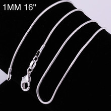 1MM 16″-24″ / free shipping silver 925 necklace,silvers snake chain necklace,Silver jewelry,wholesale fashion chain necklace