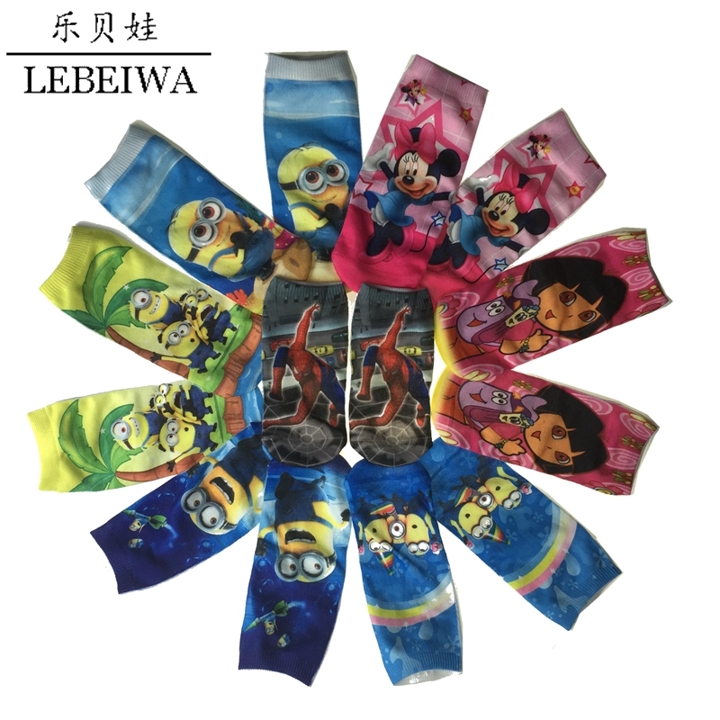 4 Pairs Lot Children Cartoon Socks Marvel S The Avengers Minions Hello Kitty Superman Spider Man