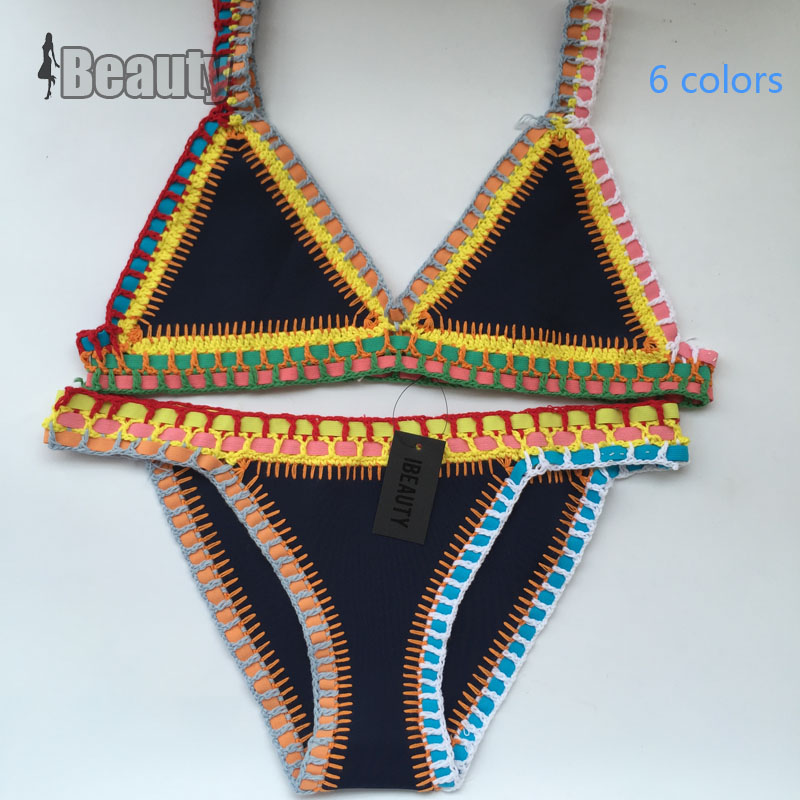 Sexy Handmade Crochet Bikini Neoprene Swimsuit Brazilian Bikini 2016 Crochet Swimwear Bathing Suit Biquini maillot de bain Sexy Handmade Crochet Bikini Neoprene Swimsuit Brazilian Bikini 2016 Crochet Swimwear Bathing Suit Biquini maillot de bain
