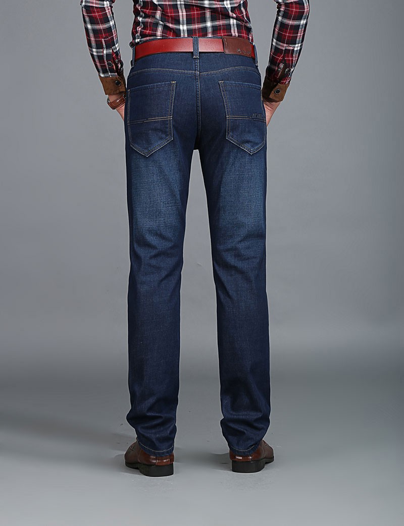 2015 Autumn Winter Fleece Men Jeans High Quality Casual Blue Mid Waist Straight Denim Jeans Long Pants Plus Size AFS JEEP 30~42 (24)