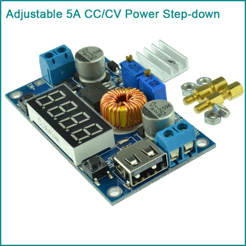 5PCS Adjustable 5A CC/CV Power Step-down Charge Module LED Driver W/ USB Voltmeter
