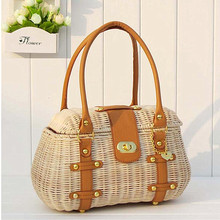 Spring Summer New 2016 brand fashion famous designer brand bags women straw handbag European shoulder bag straw beach clutch Bag