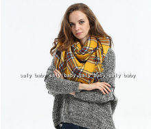 2016 Lady Blanket Pashmina Cashmere Plaid Cozy Checked Tartan Scarf Wraps shawl