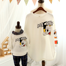 2016 autumn casual children hoodies mickey women plus size sweatshirts matching mother daughter clothes family clothing