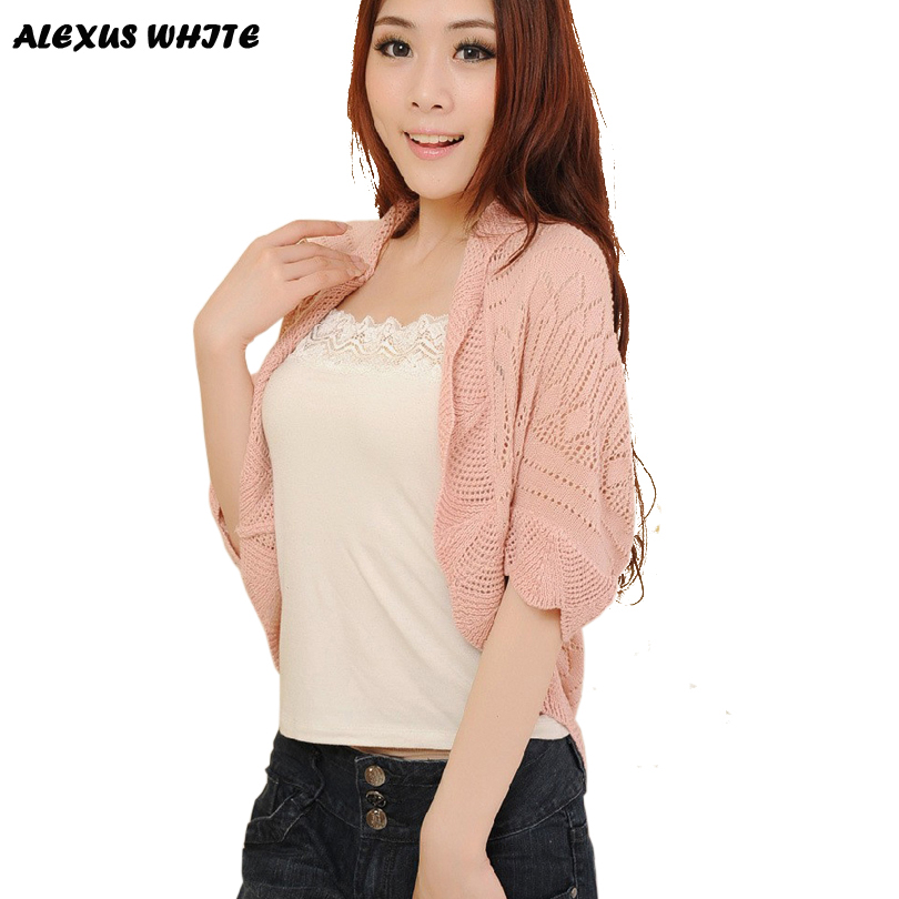 Women Batwing Sleeve Shawl Cardigan 2016 Autumn Ladies Knitted Hollow Out Jackets Women s Fashion font