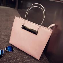 2016 new fashion personality wire hand bag handbag shoulder bag Xiekua package PU pink brown black female bag fabric