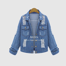 Plus Size 5XL Spirng Denim Jacket For Women 2016 Three Quarter Short Jeans Jacket Women Slim Oversized Denim Coat