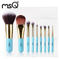MSQ 9pcs Professional Synthetic Hair Makeup Brush Set Short Handle With White PU Bag