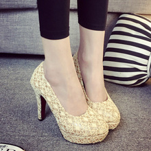 2016 Lace high heeled shoes black sexy ultra high heels wedding shoes
