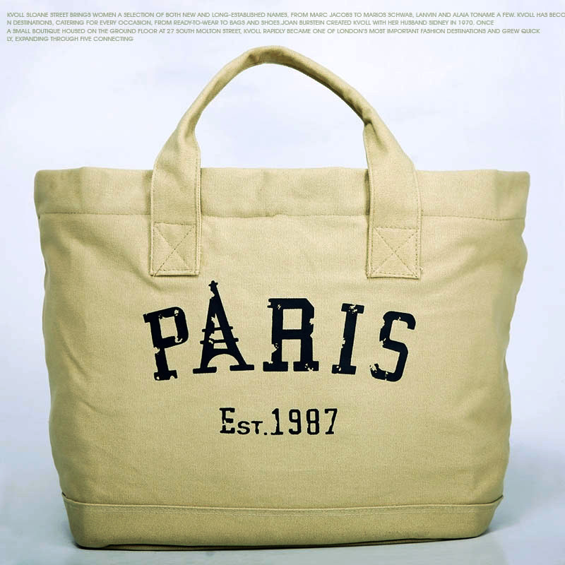Wholesale Ladies new PARIS print large capacity handbag canvas shoulder bag women fashion ...