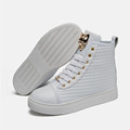 2016 Free shipping Fashion Men White Black Red Bottom Casual Shoes Genuine Leather Shoes High Top