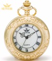2017 SEWOR Top Brand Retro Elegant Roman Numbers noble Gold Quartz Pocket Watch Men Fashion Casual