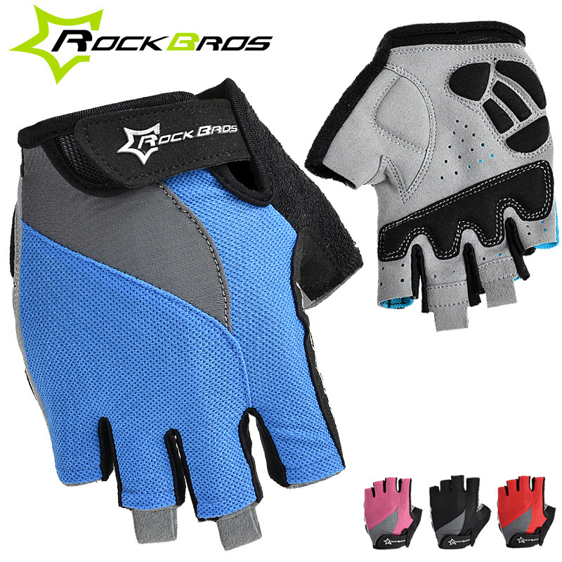 RockBros Non-Slip Breathable Mens Women's Summer Sports Wear Bike Bicycle Cycling Cycle Gel Pad Short Half Finger Gloves, 4Color