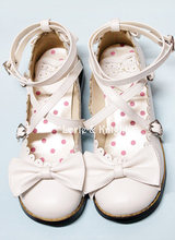 Japanese Harajuku Low Chunky Heels Sweet Round Toe Bowtie Princess Lolita Shoes Kawaii School Girls Shoes