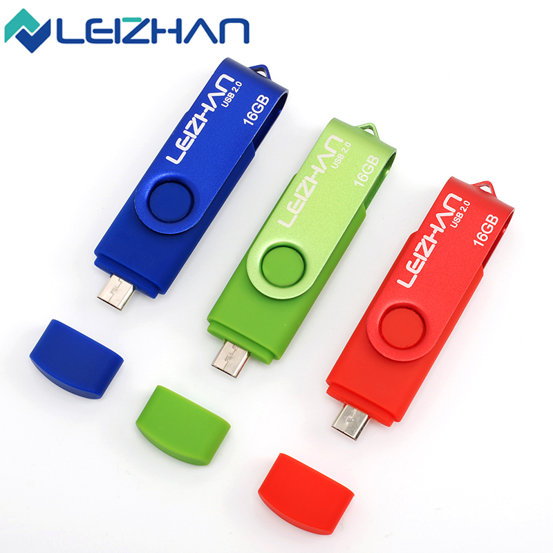 LEIZHAN USB Flash Drive OTG Смартфон USB Flash Drive Флешки 4 ГБ 8 ГБ 16 ГБ 32 ГБ USB 2.0 Memory Stick Micro Smart Mobile Disk