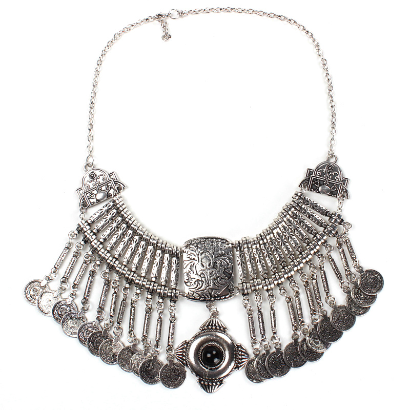 2014 Bohemian Vintage Jewelry Coin Collar Necklace Silver Chain Boho Gypsy Tribal Ethnic Turkish 9226