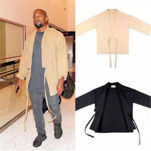 Kanye West Japanese Kimono New Fashion Design Hoodies Men Women 2016 Spring Summer Thin Sweatshirts Khaki Black Belt Clothes XL