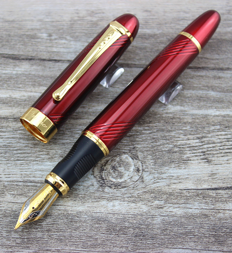 2PCS /Jinhao X450 Fine Deep Red Twist Carven Medium Nib Fountain Pen Study Office Pens 1S7J