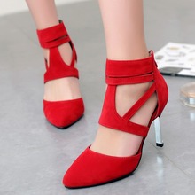 Women Pointed Toe High Heel Leather Shoes Gladiator Thin Heel Shoes Sexy Wedding Party Shoes Stiletto Shoes Size5-9.5