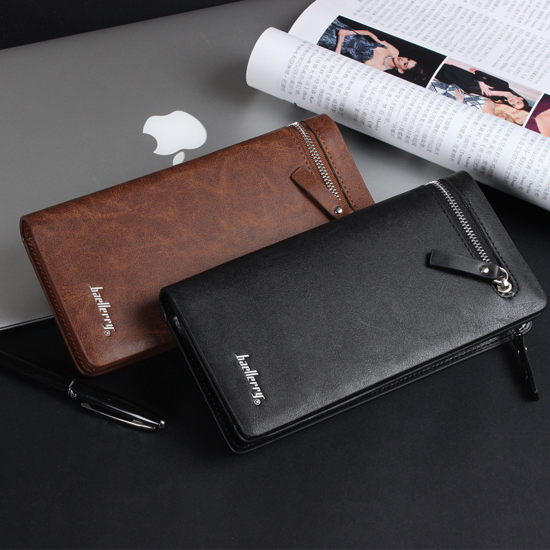 Baellerry Brand New Men Wallet Genuine Leather Mobile Pouch Designs Men Purse With Card Holder Long