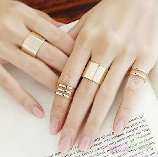 Gold Silver Finger Ring Top Over The Midi Tip Finger Above The Knuckle Open 1Set 3PCS