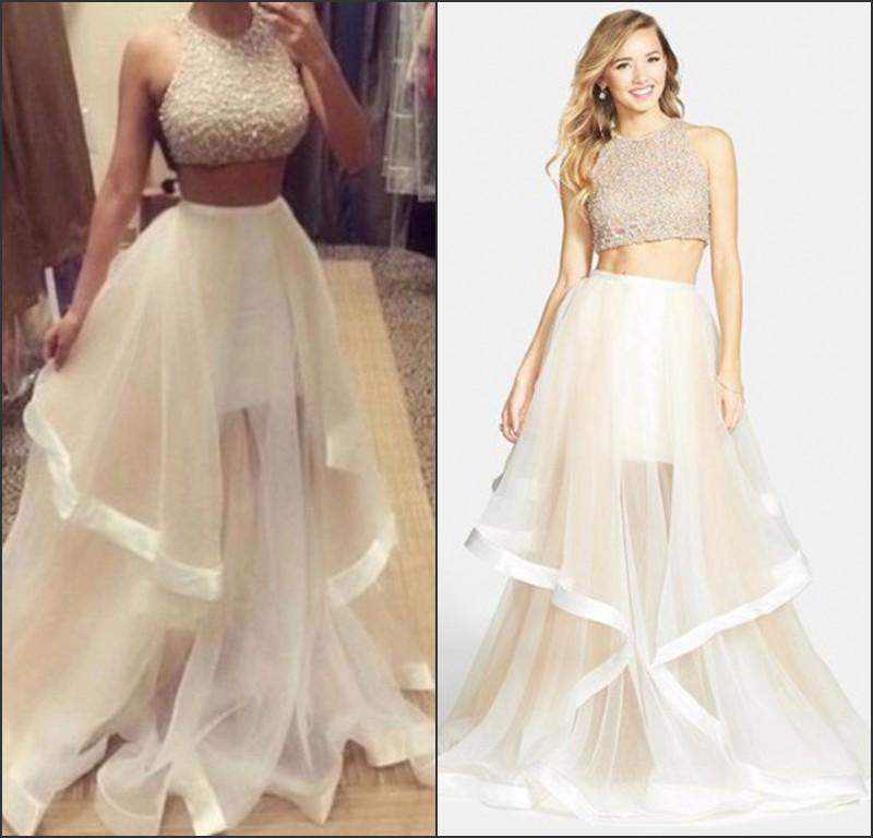 vestido de festa Two Pieces Prom Dresses 2015 Hot New Crew ...