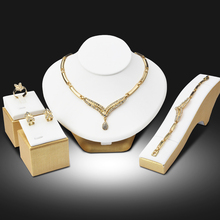 Dubai 18K Gold Plated Jewelry Sets Nigerian Wedding African Beads Crystal Bridal Jewellery Set Rhinestone Ethiopian Jewelry