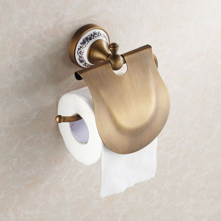 Wall Mounted New Bathroom Accessiores sets Brass ceramic Paper Holders Antique Bronze Finish toilet paper towel holder HJ-1807