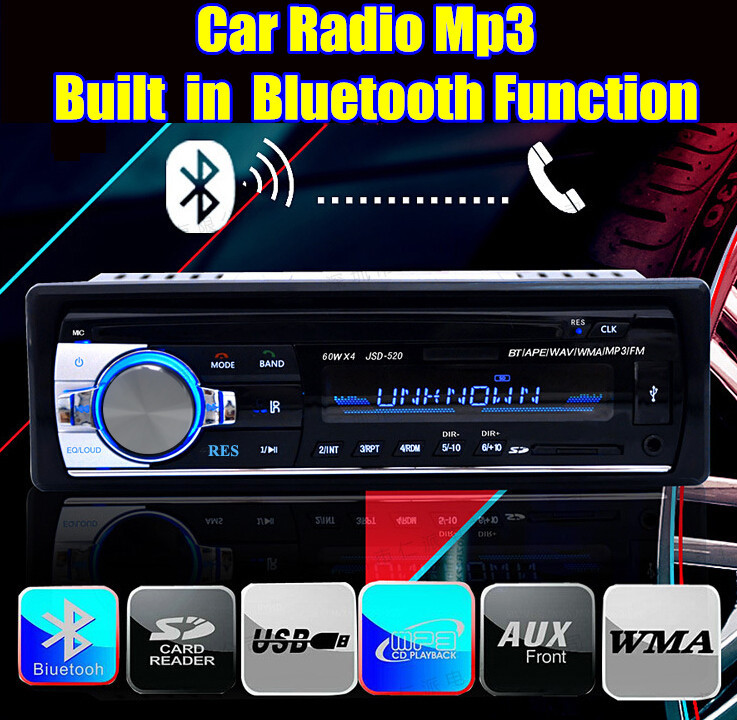 new 12V Car radio player car audio Stereo bluetooth car Radios MP3 Audio USB SD MMC Port Car radio bluetooth In-Dash 1 DIN size