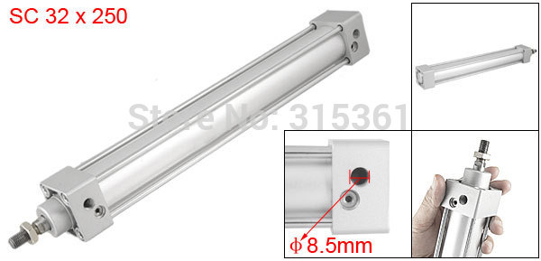 Free Shipping Single Screwed Piston Rod 32 x 250 Dual Action Pneumatic Cylinder SC32 250