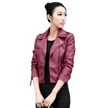 2016 Women Leather Motorcycle Zipper collar Punk Coat Biker Jacket Outwear Fashion Newest ZT1